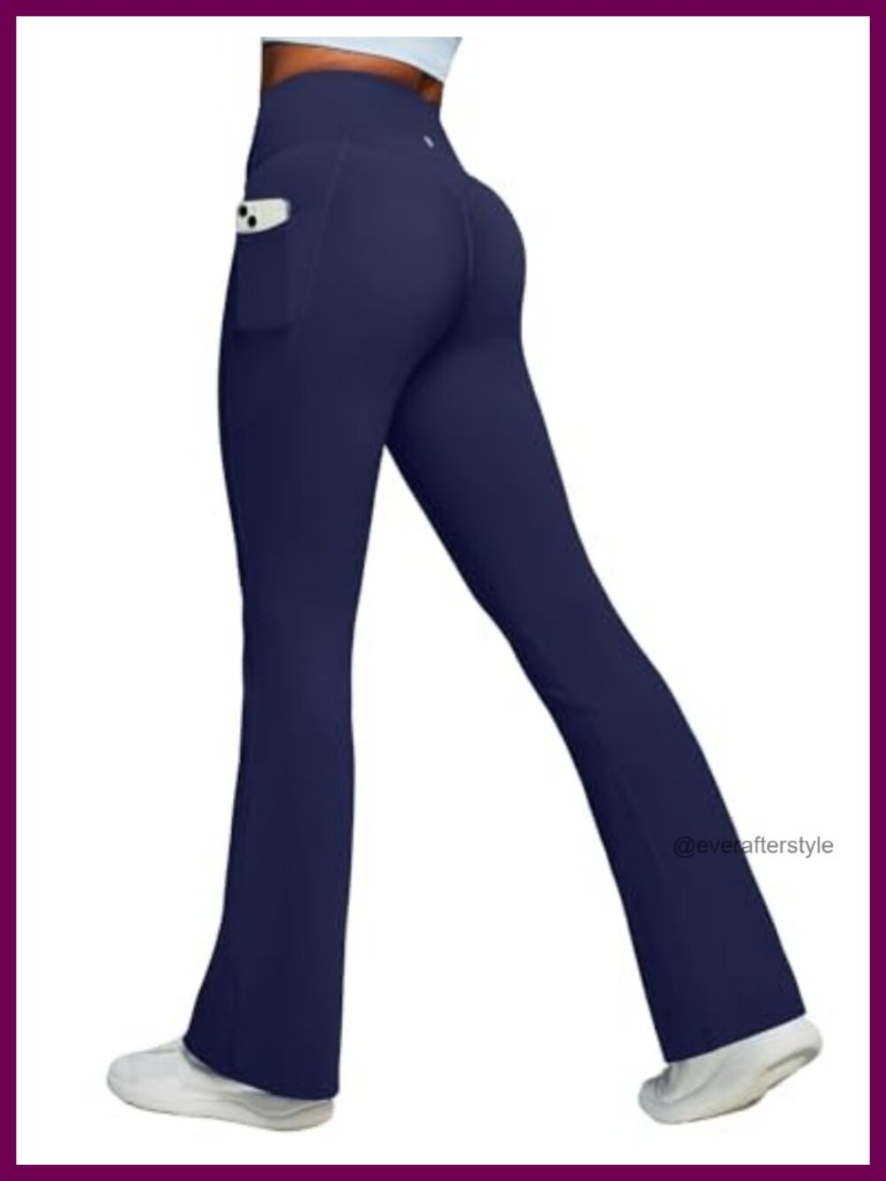 High-Waist Flare Yoga Leggings with Pockets Scrunch Butt Lifting No Front Seam